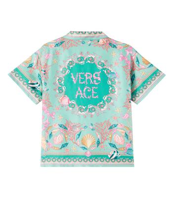 Underwater Barocco 실크 트윌 셔츠 | Versace Kids