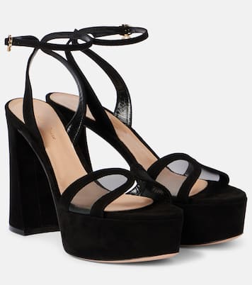 Plateausandalen aus Samt und Mesh  | Gianvito Rossi