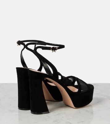 Plateausandalen aus Samt und Mesh  | Gianvito Rossi