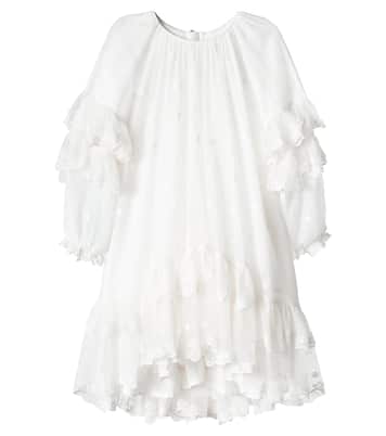 Embroidered tiered dress | Chloé Kids