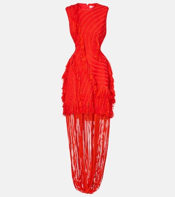 Fringed open-back maxi dress | Xu Zhi