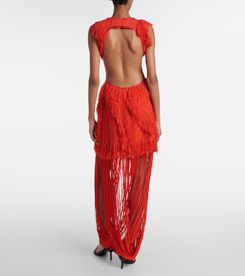 Fringed open-back maxi dress | Xu Zhi