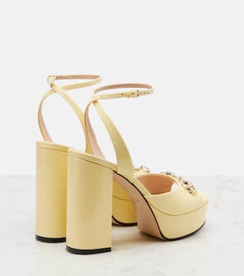 Lady Horsebit 85 patent leather platform sandals | Gucci