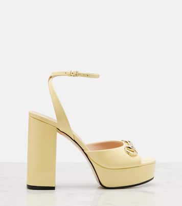 Lady Horsebit 85 patent leather platform sandals | Gucci