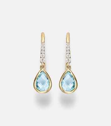14kt gold (585/1000) earrings with topaz and diamonds | Mateo