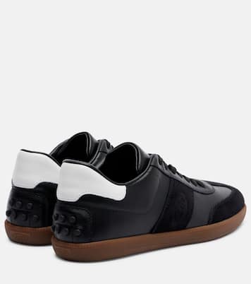 Suede-trimmed leather sneakers | Tod's