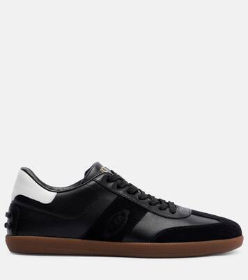Suede-trimmed leather sneakers | Tod's
