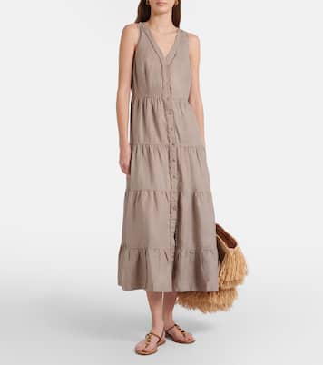 Zakynthos tiered linen midi dress | Heidi Klein