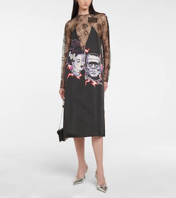 Vestido midi de encaje estampado | Prada
