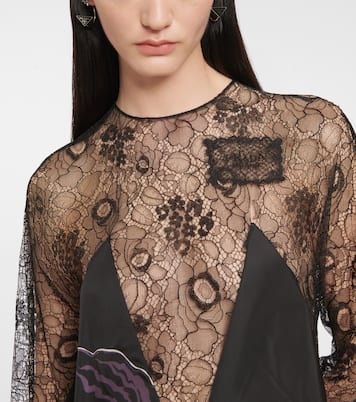 Vestido midi de encaje estampado | Prada