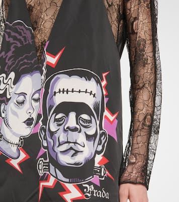 Vestido midi de encaje estampado | Prada