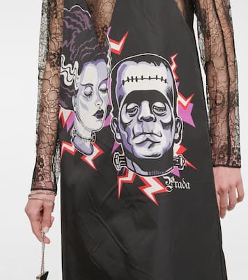 Vestido midi de encaje estampado | Prada