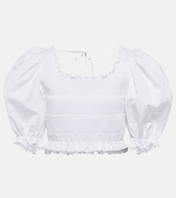 Top cropped in popeline di cotone | Miu Miu