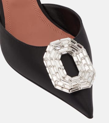 Verzierte Slingback-Pumps Camelia aus Satin | Amina Muaddi
