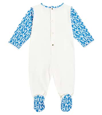 Baby cotton-blend printed onesie and bib set | Versace Kids