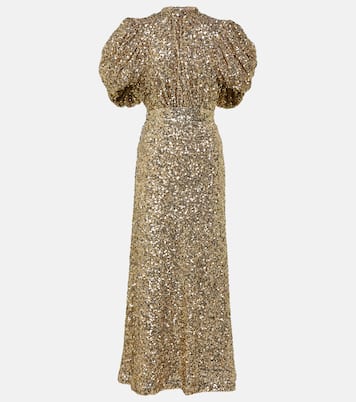 Sequined puff-sleeve midi dress | Rotate