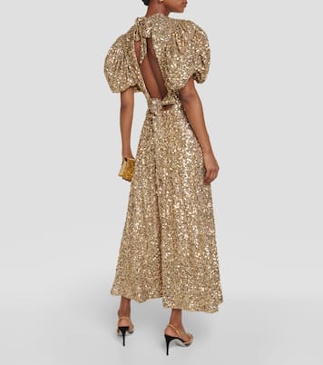 Sequined puff-sleeve midi dress | Rotate