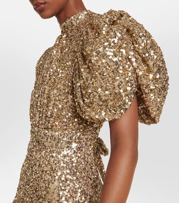 Sequined puff-sleeve midi dress | Rotate