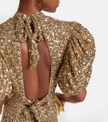 Sequined puff-sleeve midi dress | Rotate