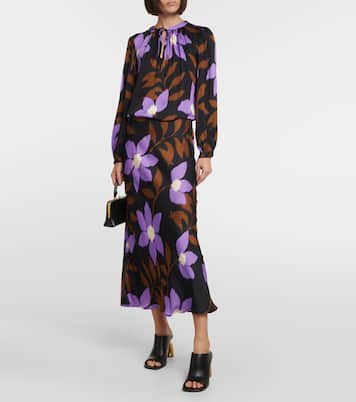 Gonna midi Kaiya in raso con stampa | Velvet