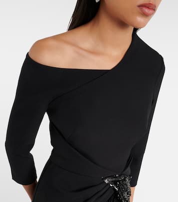 Juah sequined asymmetric crêpe top | Safiyaa
