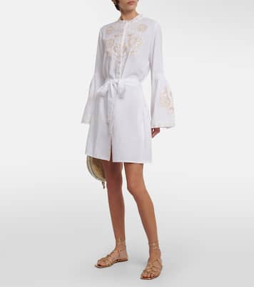 Everly embroidered cotton and linen mini dress  | Melissa Odabash
