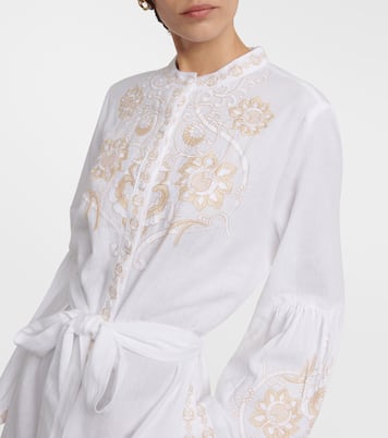 Everly embroidered cotton and linen mini dress  | Melissa Odabash