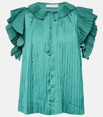Elli pleated ruffled satin blouse  | Ulla Johnson