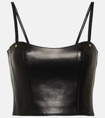 Top raccourci en cuir | Balmain