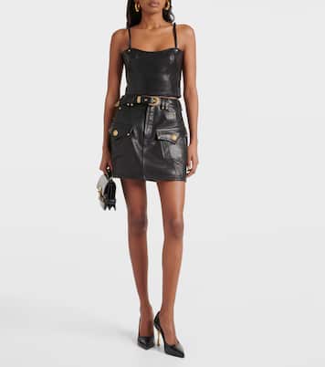 Top raccourci en cuir | Balmain