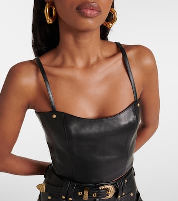 Top raccourci en cuir | Balmain