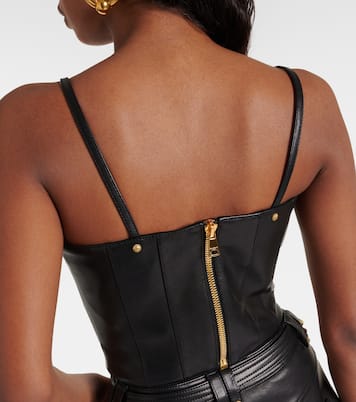 Top raccourci en cuir | Balmain
