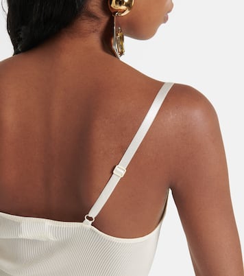 Vestido corto de seda con encaje | Saint Laurent