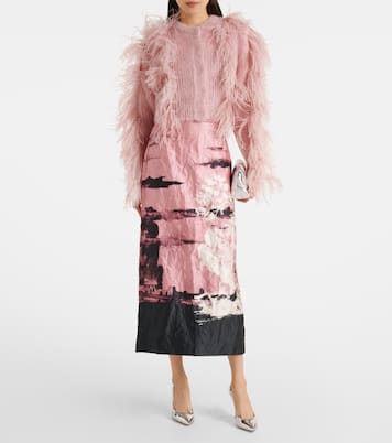 Cardigan in misto mohair con piume | Erdem