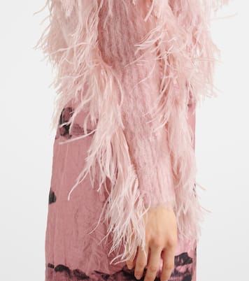 Cardigan in misto mohair con piume | Erdem