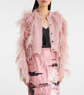 Cardigan in misto mohair con piume | Erdem