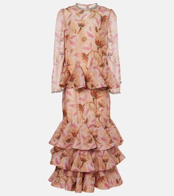 Maxikleid Tiered aus Leinen und Seide | Zimmermann