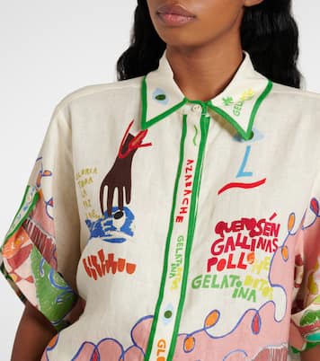 Camisa Nadia de lino estampada | Alémais