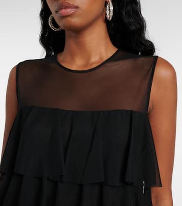 Ruffled semi-sheer gown | Norma Kamali
