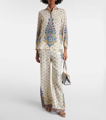 Pantalones rectos de tiro alto estampados | Etro