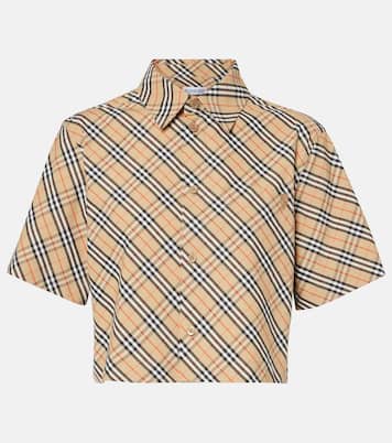 Camicia cropped in cotone Burberry Check | Burberry
