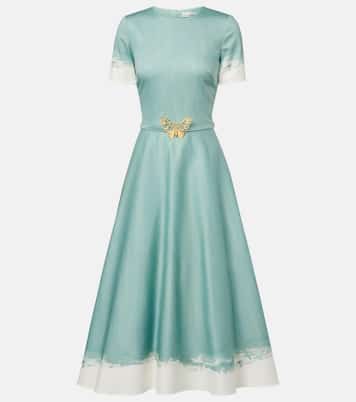 Embellished cotton-blend poplin midi dress | Oscar de la Renta