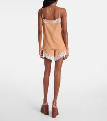 Top lencero de seda con encaje | Chloé