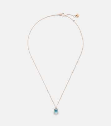 Nudo Mini 18kt rose gold pendant necklace with topaz and diamonds | Pomellato