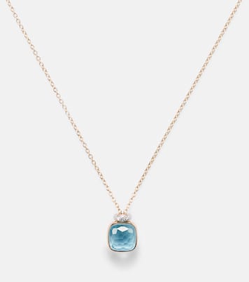 Nudo Mini 18kt rose gold pendant necklace with topaz and diamonds | Pomellato