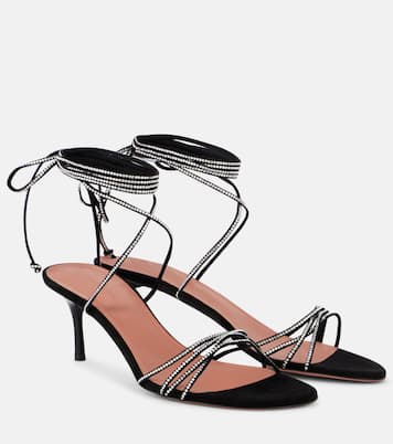 Sandali Lori 60 in suede con cristalli | Amina Muaddi
