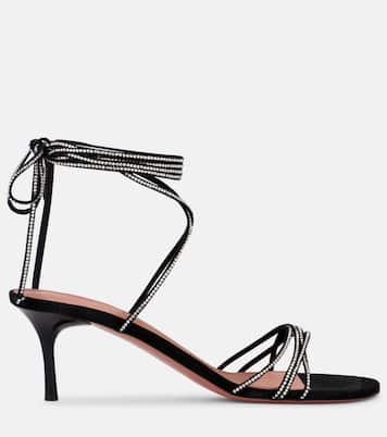 Sandali Lori 60 in suede con cristalli | Amina Muaddi