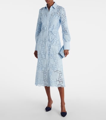 Vestido camisero de algodón cortado a láser | Erdem