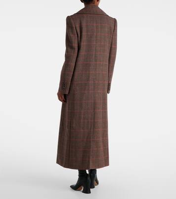 Checked double-breasted virgin wool coat | Chloé