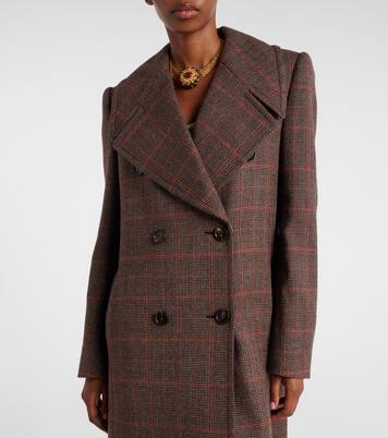 Checked double-breasted virgin wool coat | Chloé
